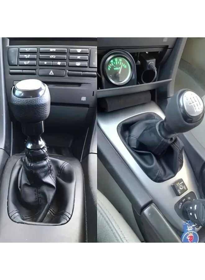 Faux Leather Gear Shift Knob Cover With Dustproof Boot For 5 6 Speed SAAB 9 3 2003 2012 Black - Image 2